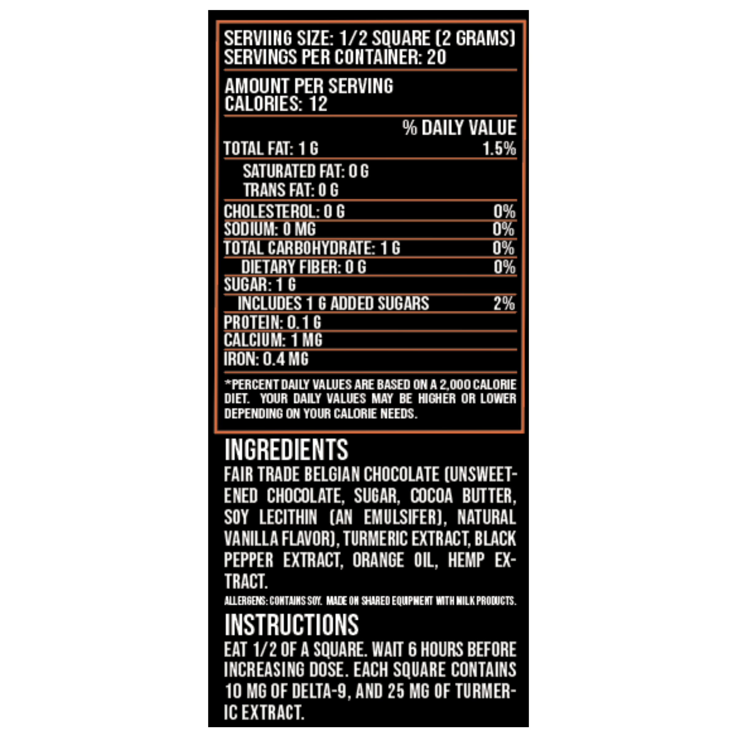 Pain Orange Turmeric Dark Chocolate Bite (15mg Delta9) 8 pack