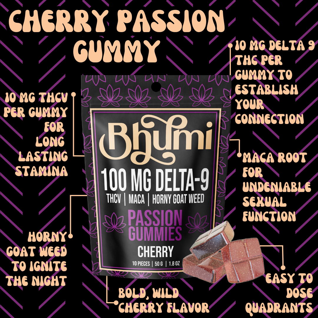 Passion Cherry Gummy 10pc (100 mg Delta 9 + 100 mg THCv + Libido
