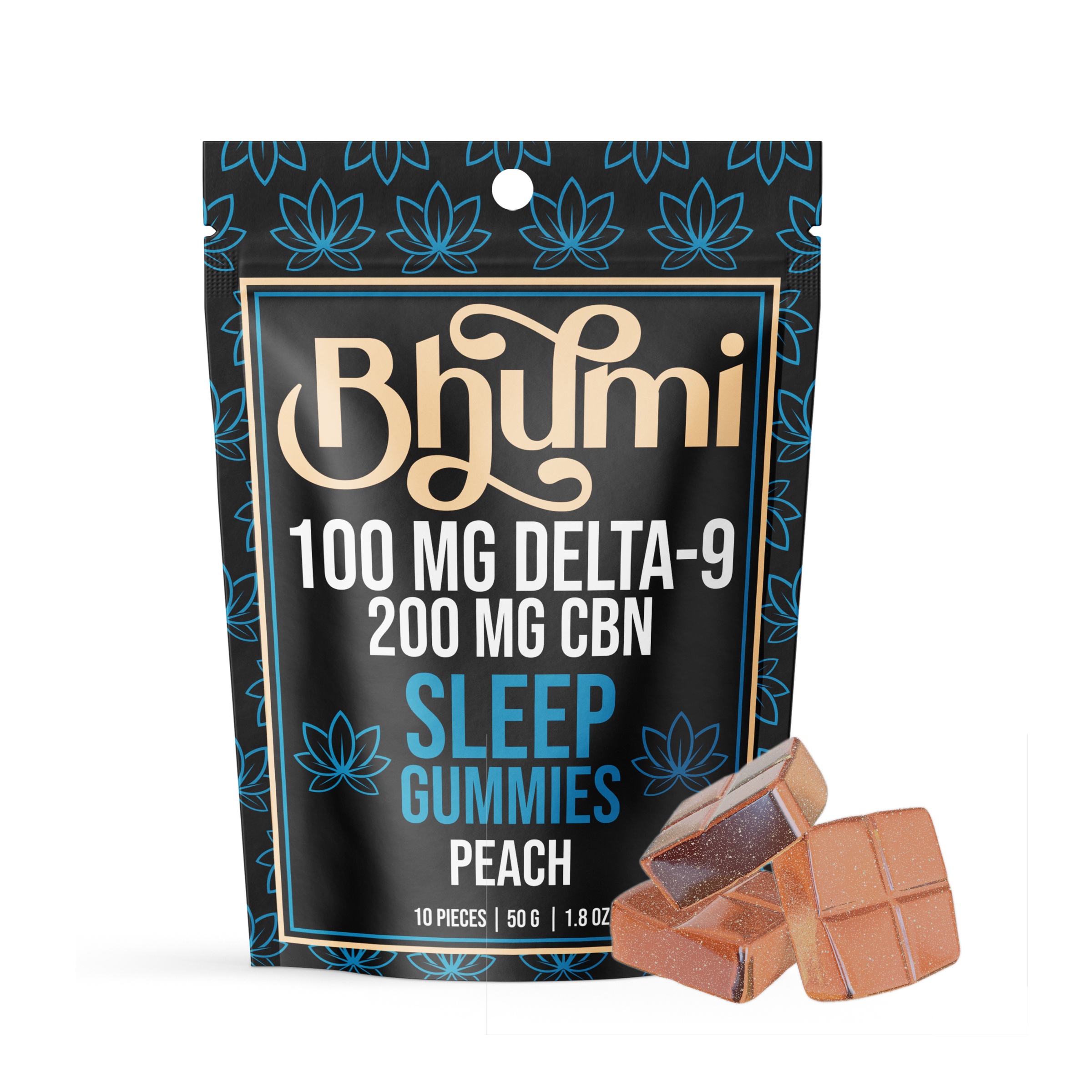Sleep Peach Gummy 10pc (200mg CBN + 100mg Delta 9) 2 pack | Bhumi