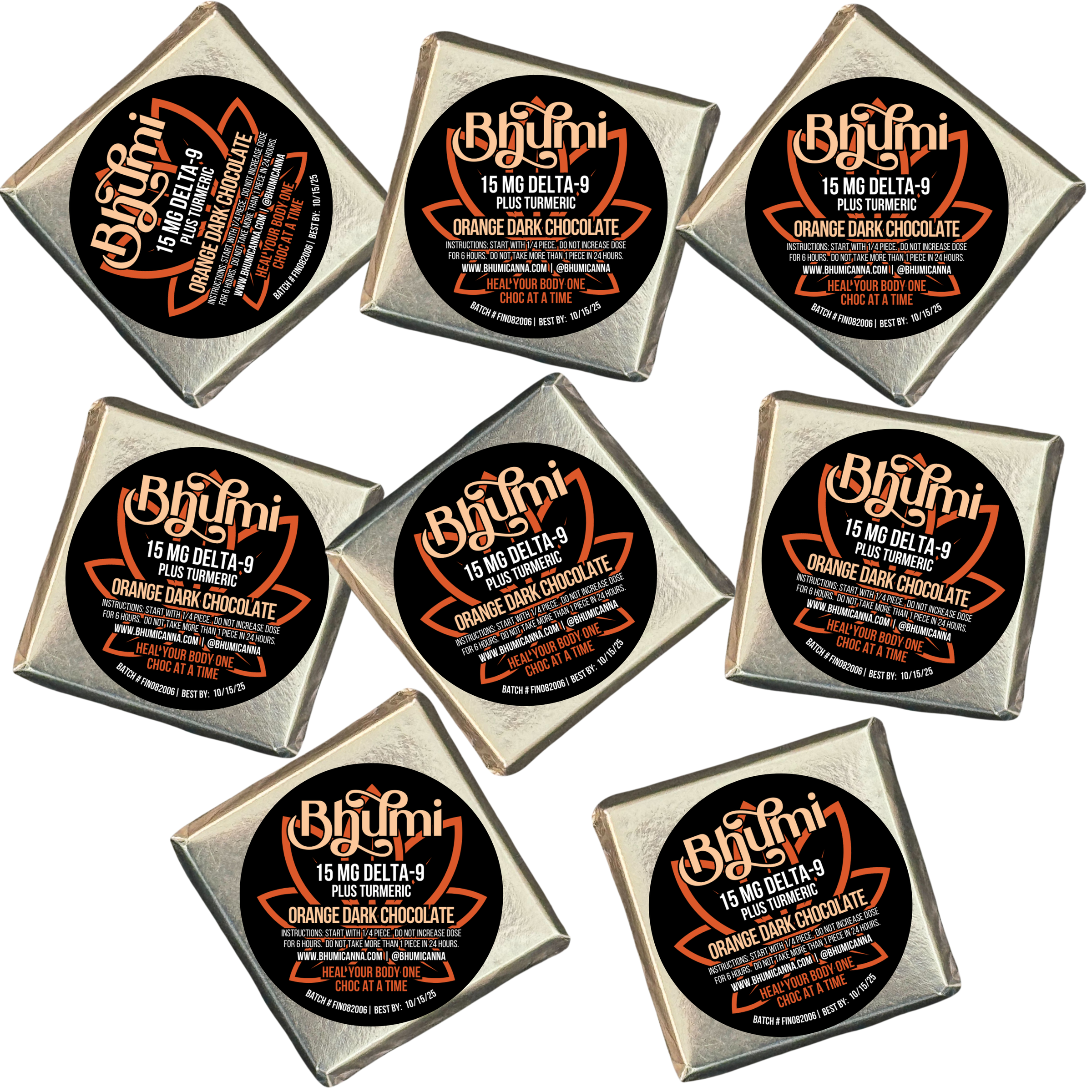 Pain Orange Turmeric Dark Chocolate Bite (15mg Delta9) 8 pack