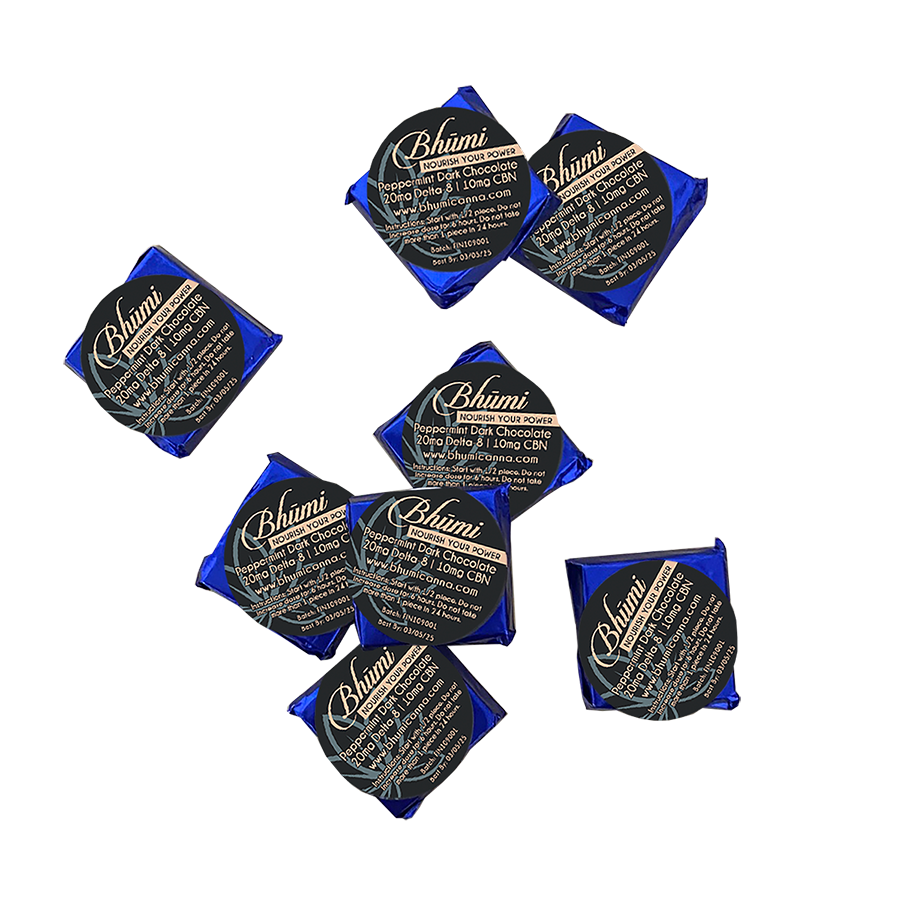 Peppermint Dark Chocolate Mini (20mg D8 + 10mg CBN) 8 pack | Brevard ...